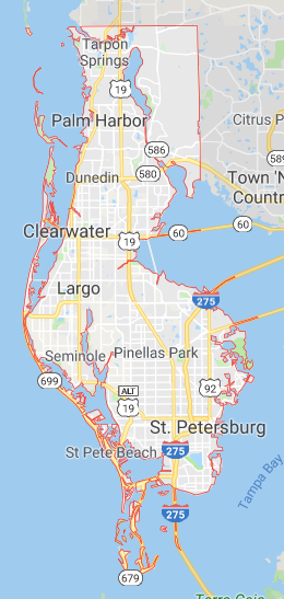 Pinellas Computer Repair near me tampa map